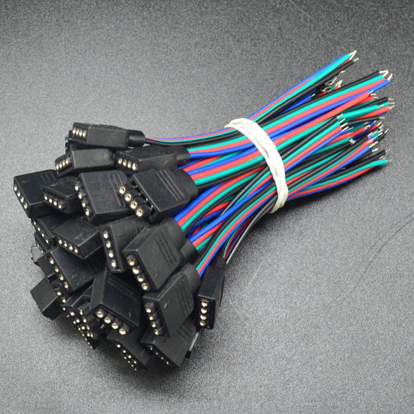 100pcs 10mm width 4 pin solderless led strip cable extension wire connector lighting accessories for smd 5050 rgb free shipping