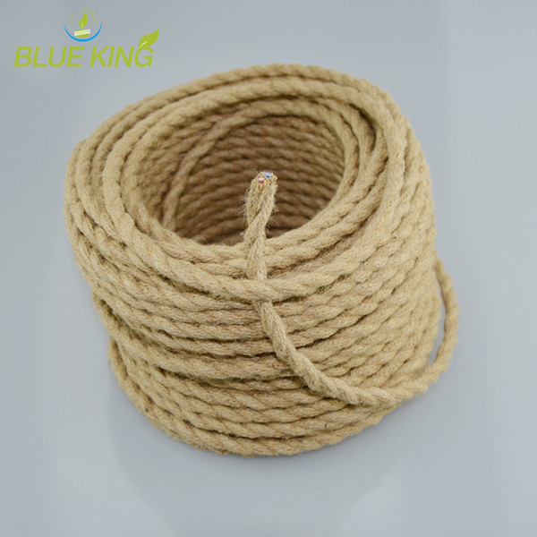 DIY Knitted flaxen vintage twisted electrical wire 2*0.75mm inner copper core with hemp cover for pendant lights 10m/lot