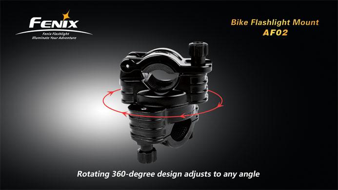 Fenix Bike Flashlight Mount AF02 rotating 360-degree design adjusts to any angle