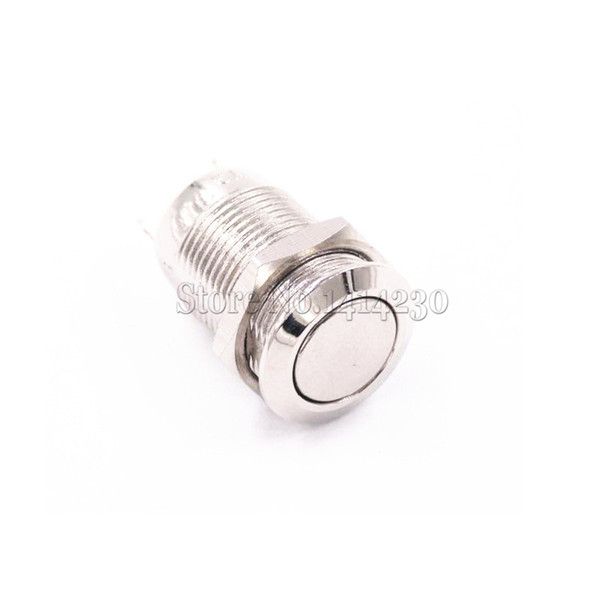 High Quality Mounting 12mm 2Pin Round Flat Metal Push Button Switch Reset Switch 3A 250V Nickel-plated brass