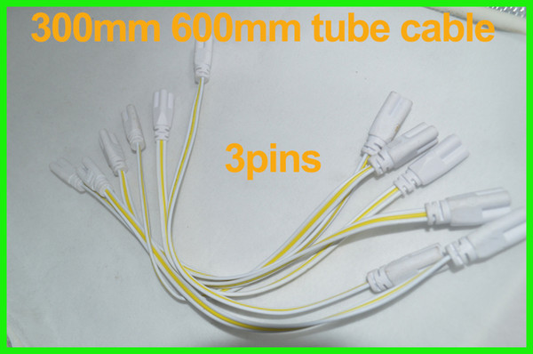 500pcs 3 Pin 2 Ends T5 T8 LED Lamp Tube Connector 30cm 60cm Extend Cable White Color Free Shipping