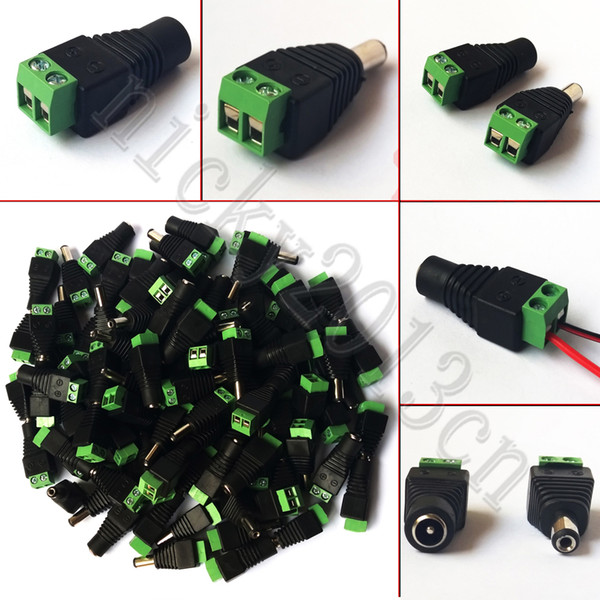 DC Connector Male Female Jack Plug Adapter 2.1mm 5.5mm Green for LED Strip Light