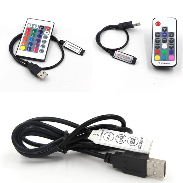 DC5V USB Mini 3/24/17 Key IR Remote Controller Dimmer Wireless Dynamic Infrared Mode For RGB SMD 3528 5050 LED Strip Lights
