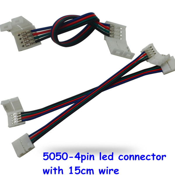 50pcs 10mm width 4 pin solderless led strip connector extension cable wire lighting accessories for smd 5050 led strip rgb