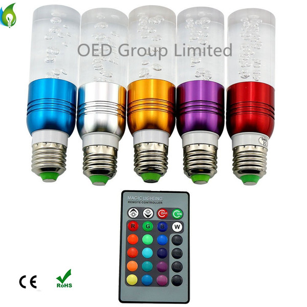 LED Colour Change E27 E14 GU10 B22 3W RGB LED Lights AC 85-265V 16 Colors Change Crystal LED Bulbs Light with Remote Control