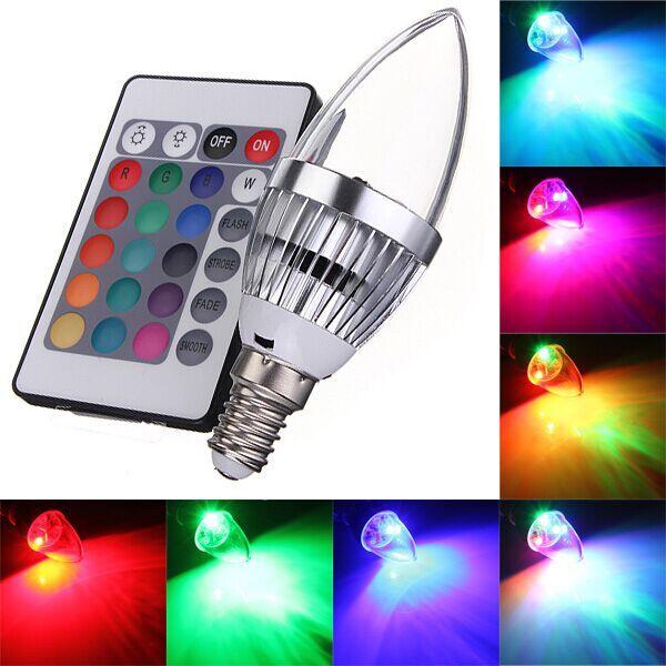 RGB LED Remote Candle Bulbs E27 E14 B22 Holiday Lights with 120 Degree Beam Angle for Party Lamps