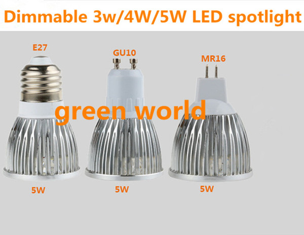 Dimmable 3W/4W/5WLED spot light E27/GU10/MR16/GU5.3 head high quality dc12V/AC85-265V spot light OEM 10pcs