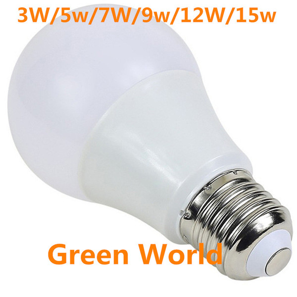 high brightness Plastic+Aluminum LED Bulb Lighting AC85-265V 3W 5W 7W 9W 12W 15W E27/B22 high quality LED Bulb