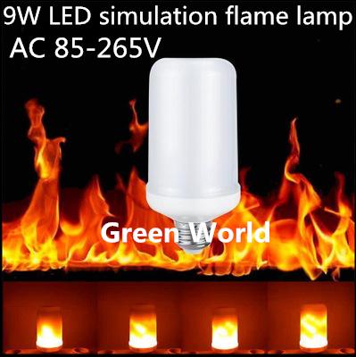 5pcs/Lot 9W LED dummy flame lamp input Ac85-265V 3 operations high brightness fire bulb