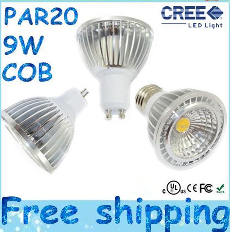 CE FCC CUL Approved PAR20 E27 E26 9W Led Bulbs Light Dimmable COB GU10 Led Spotlights 120 Angle Warm/Cool White AC 110-240V