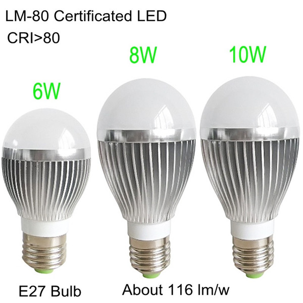 116LM/W LED Bulbs 10W 8W 6W E27 Led Lights Globe Lamp CRI>80 Aluminium Body 360 Degree Angle High Bright Led Bulbs Light