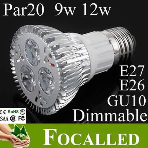 Dimmable 9W 12W LED Spotlight Ceiling Lights Lamp E27 PAR20 Gu10 Warm/Coo White LED Bulb E27 For Home Indoor Lighting Decoration CE UL SAA