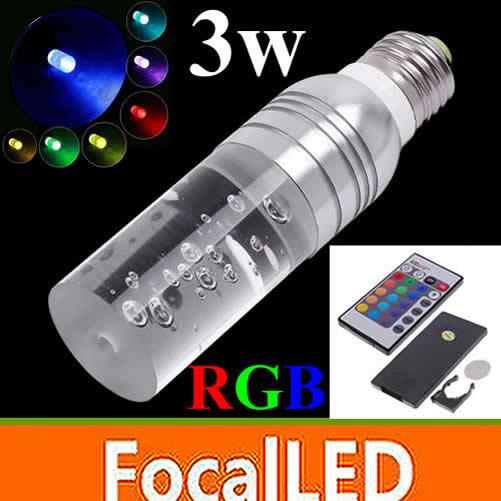 10pcs/lot RGB 16 Colors Crystal led bulb E27 3W AC 85-265V LED Light Bulb + 24 keys Remote Control