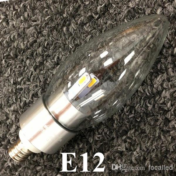 e12/e14/e27 led candle bulb light 3w AC85-265v 300lm smd5630 dimmable led bulb warm /pure white