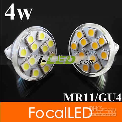 12V MR11 / GU4 MR16 4W 5050SMD LED light bulb Pure Warm White 5500k CE&ROHS.