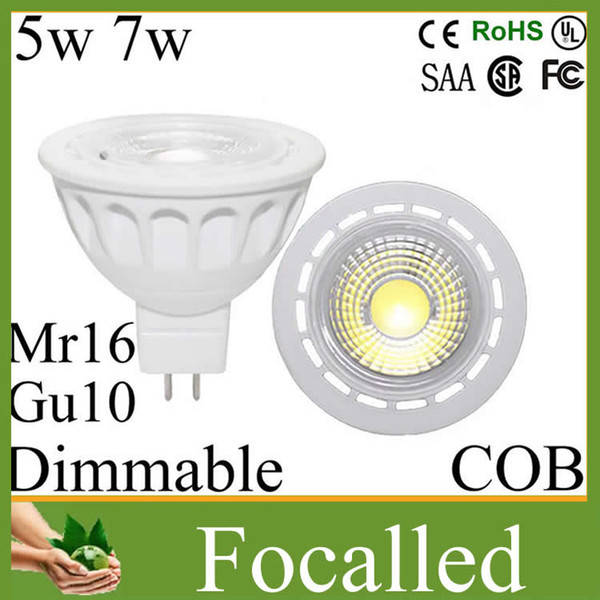 High Power CREE Led Spotlight Cob 5w 7w Gu10 Mr16 Dimmable Led Lamp Bulb Lights 600lm 60 beam angle warm cool white 12v 85-265v