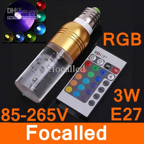 16 Color RGB LED Light E27 3W AC 90-240V Crystal LED Bulb With Remote Control Brown/Green/Purple Freeshipping