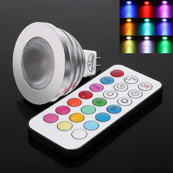 Wholesale 5W RGB LED Spotlight GU10 E27 E14 MR16 16 colour High Tech LED Lamp Spot light + 21key IR remote control 220v 12v