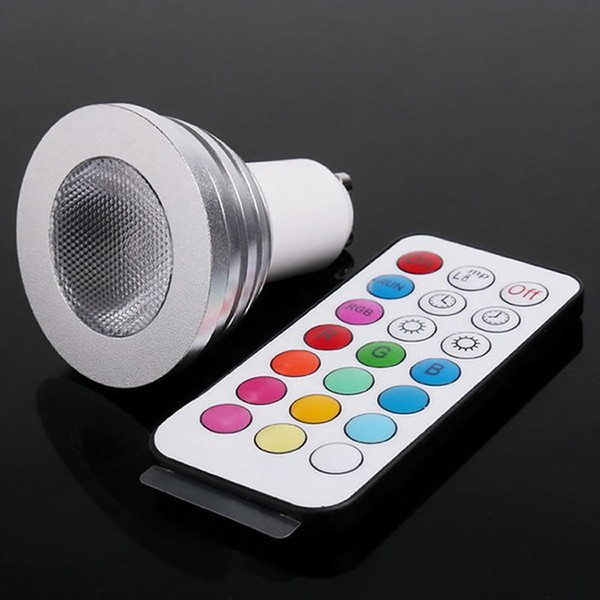 New Arrvial RGB Led Spotlight lamp 5w E27 E14 GU10 MR16 16 Colors 21key IR Remote Control led bulb lamp 110V 220V +12v