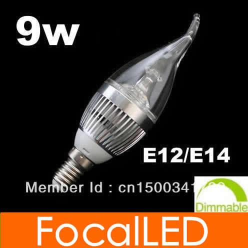 9W Dimmable E12 E14 e27 900lm led candle lamp led light Golden / Silvery Shell 85-265v 100000HRS