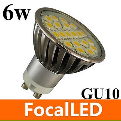 6pcs/lot 6W 450LM 5050 SMD 24 LED spotlight Bulb Lamp Lighting Warm White/ White 85-265v Free Shipping