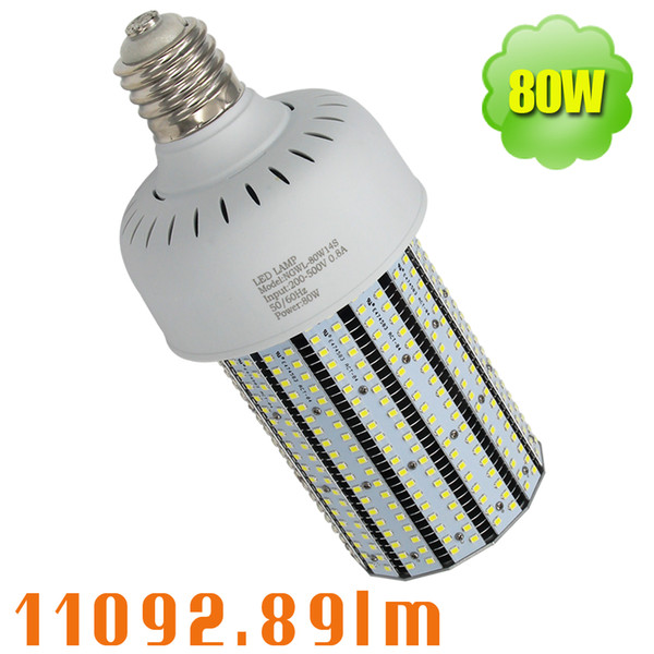 277V 347V 480V 80W LED Corn Bulb 5000K Daylight Replace 400W Metal Halide Halogen Parking Lot Pole Light E39 E40 E26 E27 AC200-500V