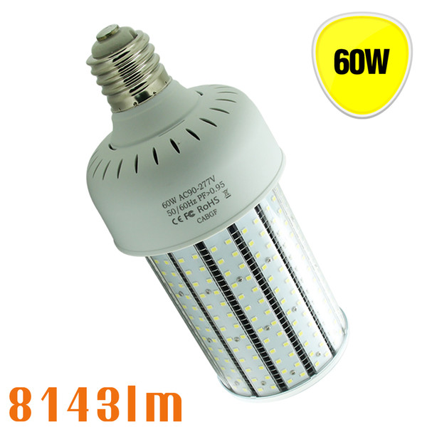 60W LED Corn COB Light Bulb E39 Mogul Base Retrofit Lamp Replaces Metal Halide 250W PC Cover High Bay Warehouse Light