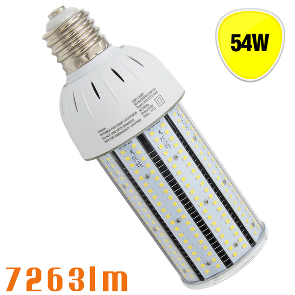 Energy Saving Corn Style Led Replace Cfl Lamps, 54 Watt Retrofit Led Corn Light PC Cover Parking Lot Bulb 5 Years Warranty