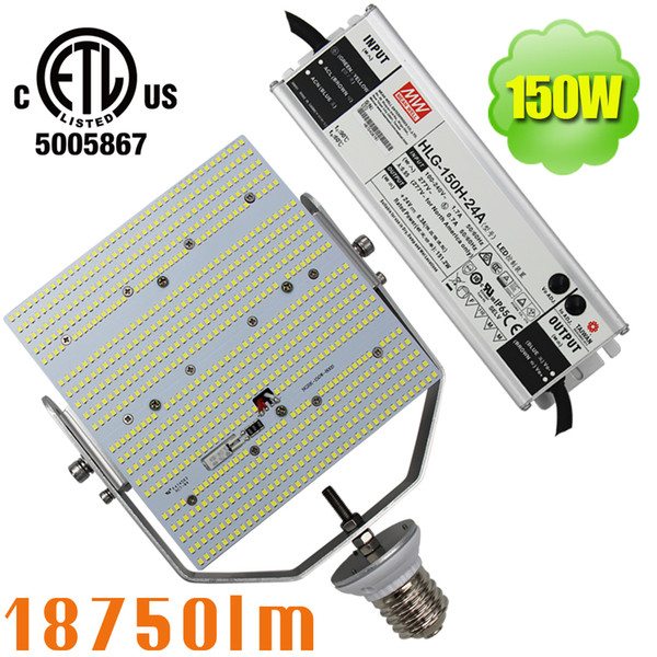 150W LED Shoebox Retrofit Kit for Parking lot, 400-750W HID Equivalent, 5000K Daylight Mogul Street Lamp, 100-277VAC ETL DLC Listed