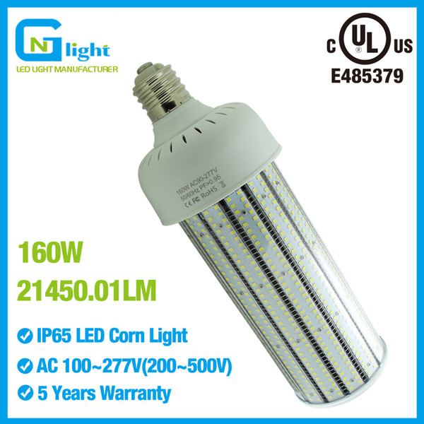 160W E39 E40 Led Corn Lamp Ac90-277v 6000K 135lm/w Pc Cover Led Retrofit High Bay Light 5 Years Warranty