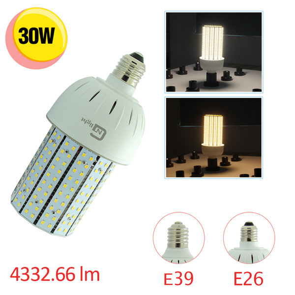 200Watt Incandescent Equivalent 30W LED Area Light Corn Bulb Crystal 5000K White Glow 4332 Lumens Medium E26 Base Outdoor Security Light