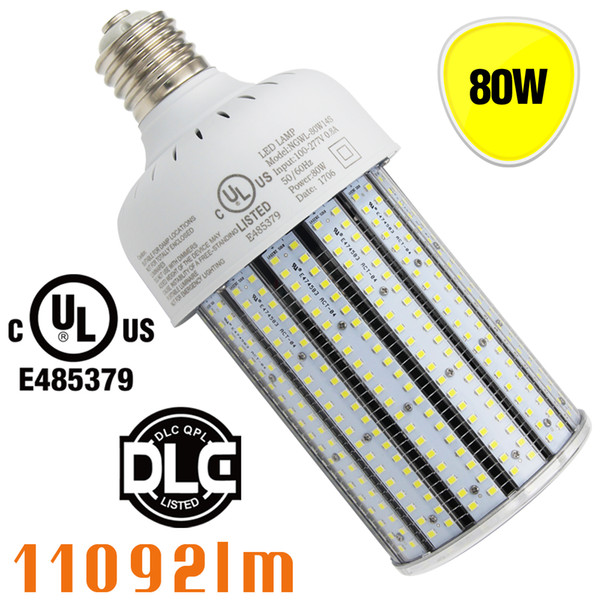 80Watt LED Parking Lot Light PC Cover Corn Cob Lamp Bulb (350W HID Equivalent) 360 Degree Shoebox Retrofit Car Lot Pole Street Light