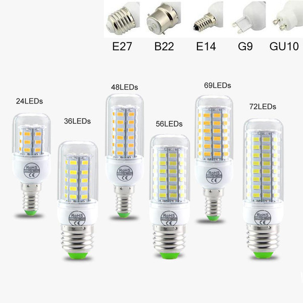 SMD5730 E27 GU10 B22 E12 E14 G9 LED bulbs 7W 9W 12W 15W 18W 110V 220V 360 angle LED Bulb Led Corn light