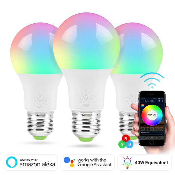 Smart WIFI LED Bulb RGB 4.5W Dimmable LED Bulb Light Bulb Works with Alexa Google Home16 Million Colours APP Remote Control