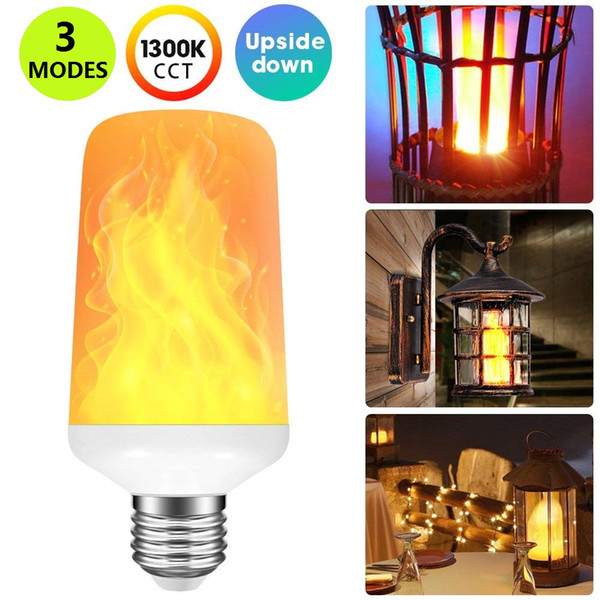 Creative 3 modes+Gravity Sensor Flame Lights E27 LED Flame Effect Fire Light Bulb 7W Flickering Emulation Decor Lamp