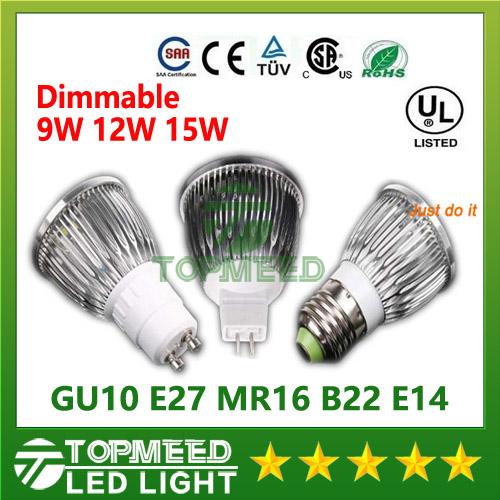 Dimmable CREE Led Lamp 9W 12W 15W MR16 12V GU10 E27 B22 E14 110-240V Led spot Light Spotlight led bulb downlight lighting