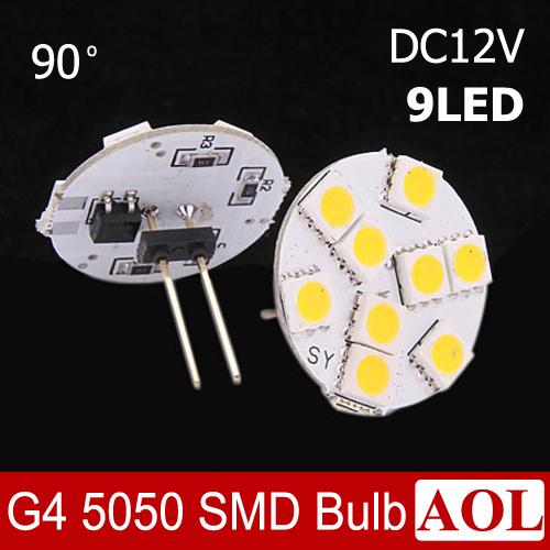 3W G4 5050 SMD 9 LED Marine Camper Car Bulb Lamp 90 or 180 Degree Choice DC12V White/Warm white Light High Intensity spotlight