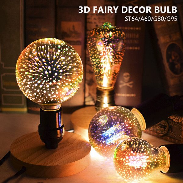 White/Warm White 3D Star LED lamp 85-265V E27 Fireworks Effect Vintage Edison Bulb 3D Holiday Lights Christmas Decoration Light