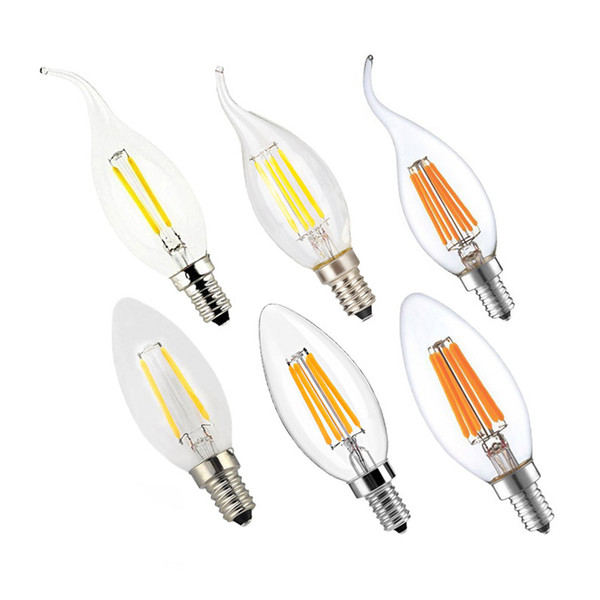 Led Candelabra Bulb Base COB LED Filament Flame Vintage Candle Light Bulb For Home,Kitchen,Dining Room,Bedroom,Living Room,2W 4W 6W