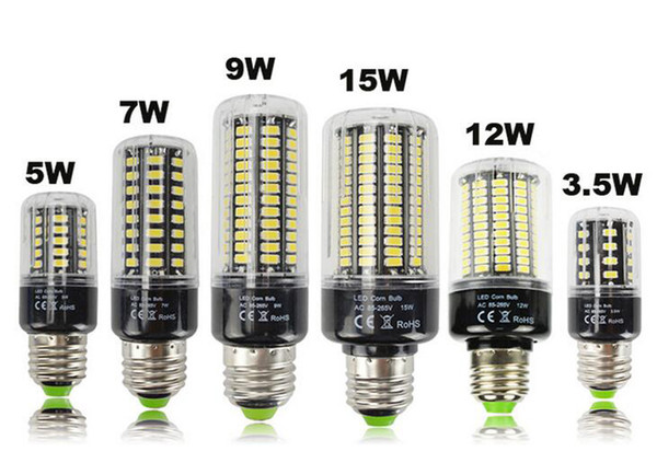 New LED Lamp SMD5736 More Bright 5730 E27 LED Bulb Smart IC 3.5W 5W 7W 9W 12W 15W LED Corn Light AC 110V 220V No Flicker Lampada Wholesale