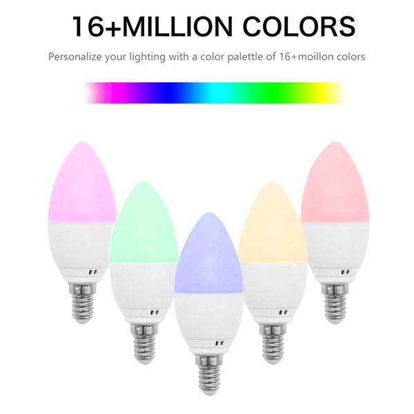 Smart E14/E27/E12/B22 WiFi LED Candle Bulbs Works with Alexa Google Home 6W Candle-shaped Bulb Flame Light Emulation Decorative Lamps