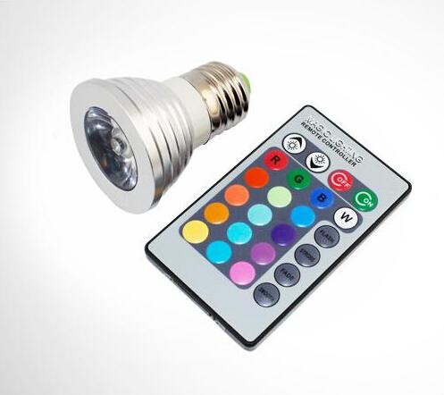 RGB Milti Color LED Spotlight Bombillas 3W E27 E14 GU10 GU5.3 Base Lighting Spot Lights AC 85-265V with Remote Controller 16 Colors Changing