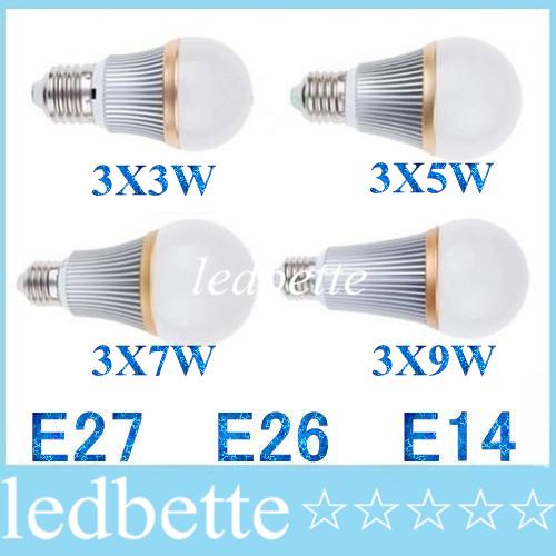 E27 E26 E14 9W 15W 21W 27W LED Bulb Light Support Dimmable Warm/Pure/Cool White Super Brightness led Spot light 110-240V CE ROHS