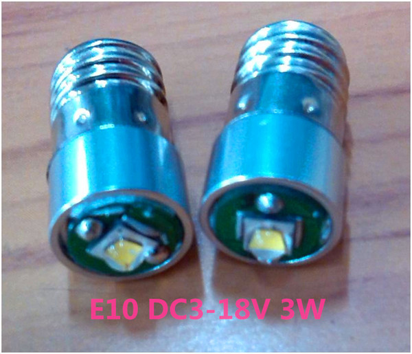 LED E10 3W recessed screw LED light 3V-18v E10 Screw head 3W screw base LED e10 3w flashlight bulb 18V