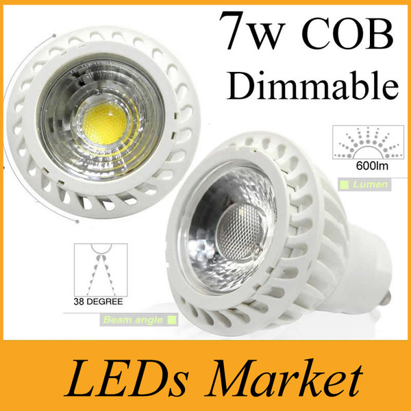 High Power Cob Led Lamp 7W Dimmable GU10 MR16 Led spot Light Spotlight led bulb downlight lighting warm cold white AC90-260v or 12v free DHL