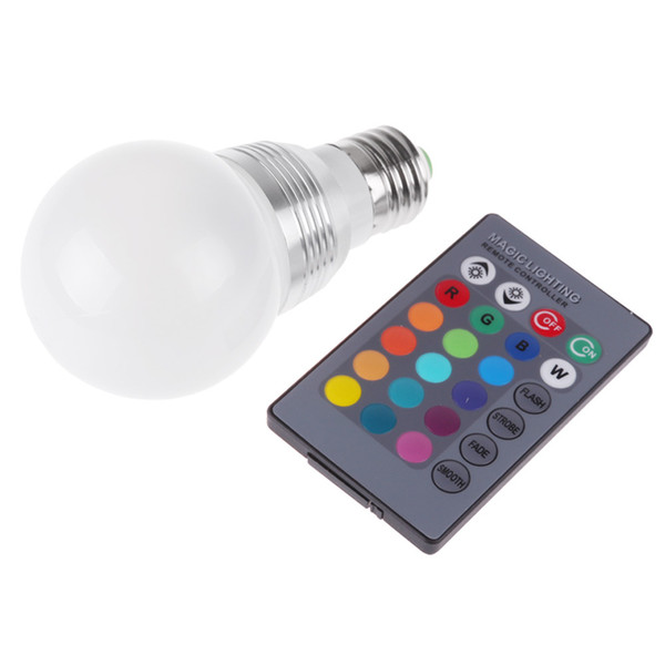 RGB LED Bulb E27 3W Lampada Spot Lamp Light 16 Color Changing With 24 Key IR Remote Controller For Christmas Party Lighting