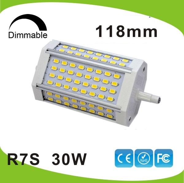 High power 30w dimmable 118mm LED R7S light J118 R7s lamp without cooling fan replace 300W halogen lamp AC85-265V