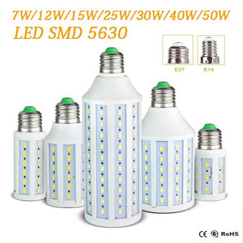 Epacket Led Corn light E27 E14 B22 SMD5630 85-265V 12W 15W 25W 30W 40W 50W 4500LM LED bulb 360degree Led Lighting Lamp 55