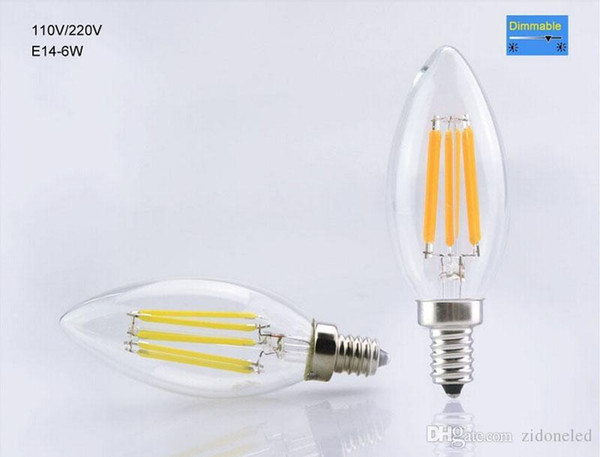 Dimmable Led Bulb Candle Light E14 edison LED bulbs 2w/4w/6w Filament retro Bulb AC110-240V Led Lamp Indoor Lighting