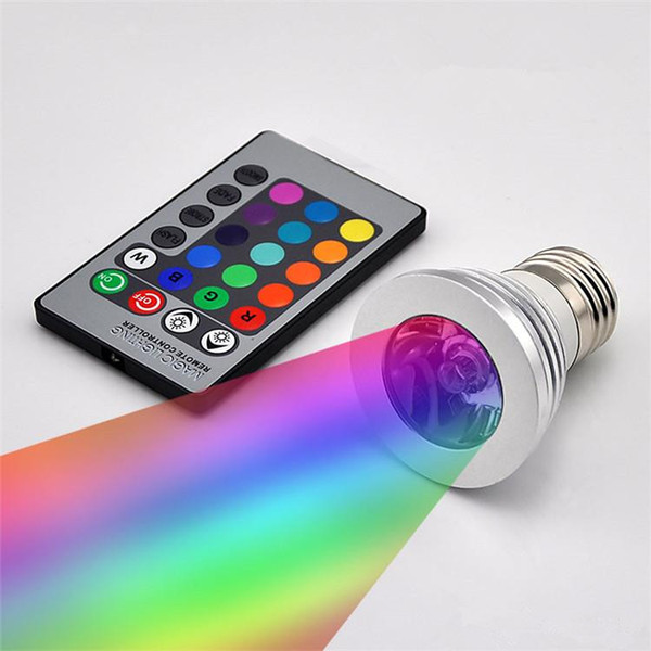 3W LED RGB Bulb 16 Color Changing 3W LED Spotlights RGB led Light Bulb Lamp E27 GU10 E14 MR16 with 24 Key Remote Control 85-265V & 12V